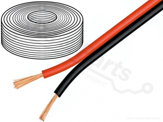 Luidsprekerdraad 2 x 0,75mm² 18AWG meeraderig - 10 meter rol zwart/rood